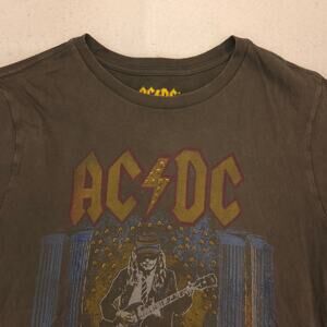 ACDC Band Crew Neck Short Sleeve Graphic T Shirt Mens Size S Olive Green